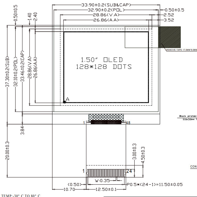 Customize OEM 12864 0.96 Inch SSD1315Z I2C Oled Display Module