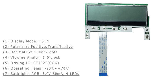 LCD Customize COG FPC ST7525 Graphic 16032 Dots Matrix LCD Display Module