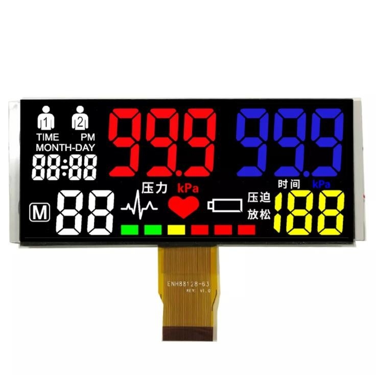 FPC Connector 7 Segment LCD Display TN White Character Black Background